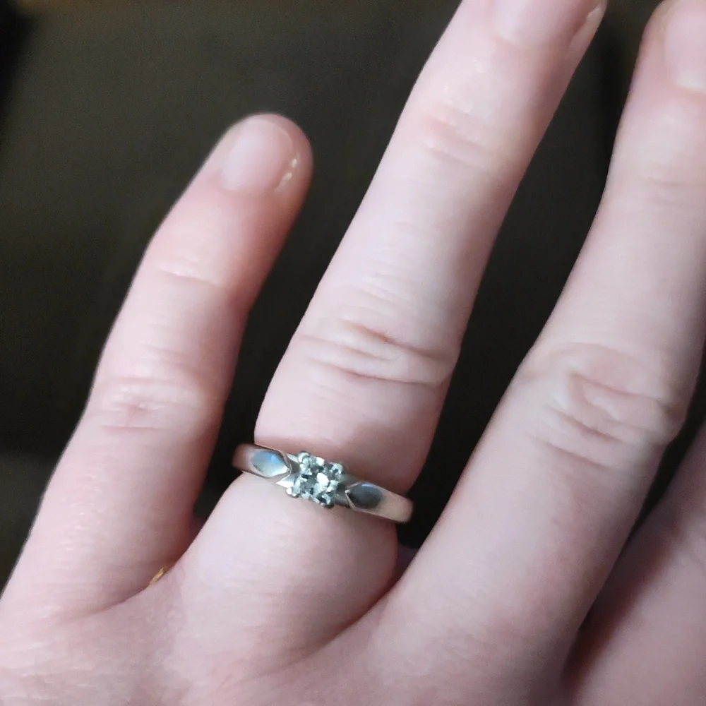 Diamond Ring 14k White Gold Engagement Wedding Anniversary Ring - Picture 3 of 3
